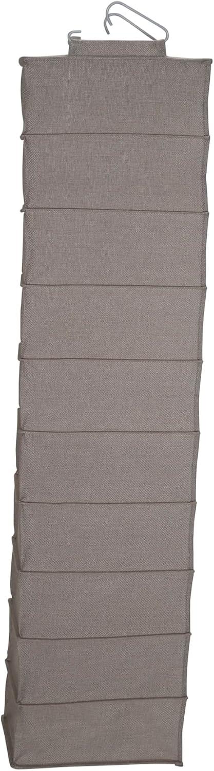 image:imageHousehold Essentials 311322 Hanging Shoe Storage Organizer for Closets 10 Pocket Shelves Natural CanvasSilver