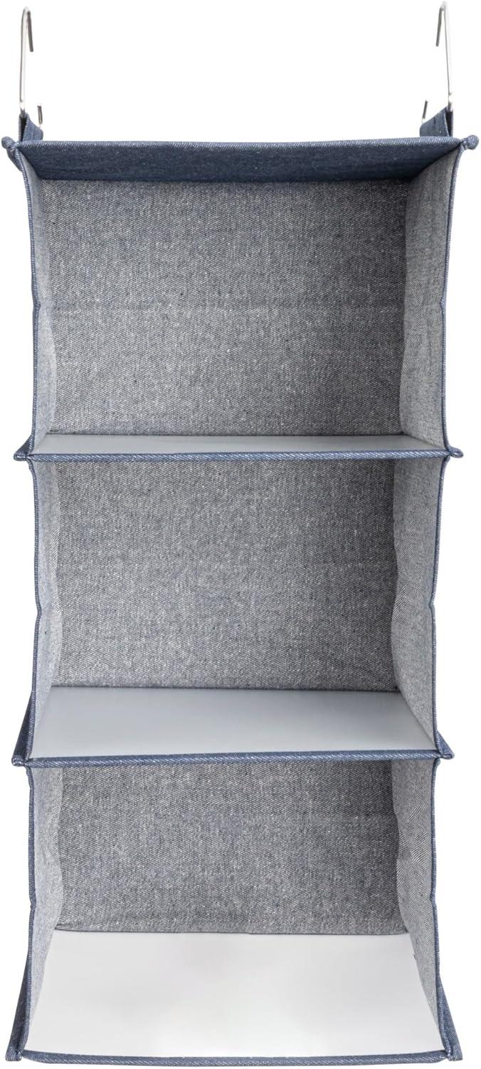image:imageHousehold Essentials 311342 Hanging Closet Organizer 3 Pocket Shelves Natural CanvasDenim