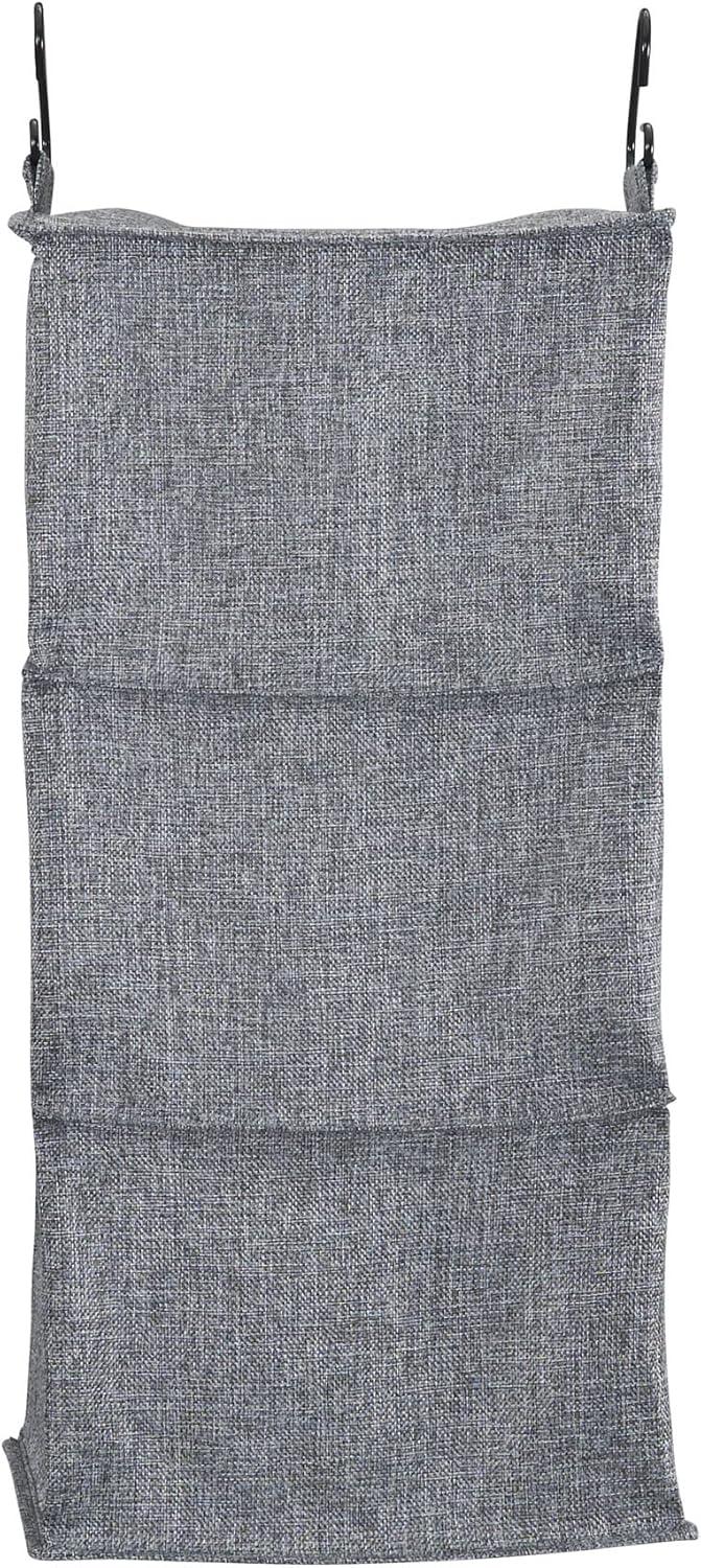 image:imageHousehold Essentials 311342 Hanging Closet Organizer 3 Pocket Shelves Natural CanvasGraphite