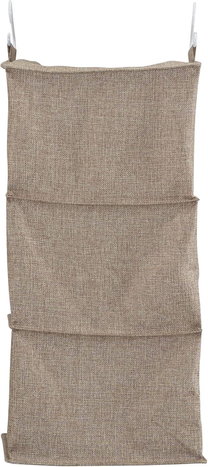 image:imageHousehold Essentials 311342 Hanging Closet Organizer 3 Pocket Shelves Natural CanvasLatte