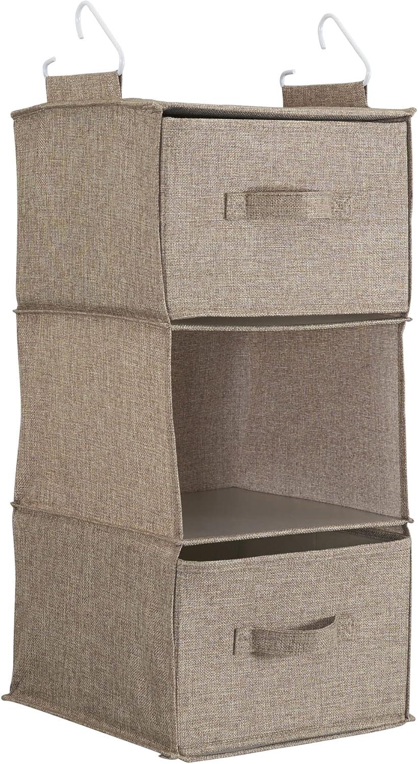 image:imageHousehold Essentials 311342 Hanging Closet Organizer 3 Pocket Shelves Natural CanvasLatte