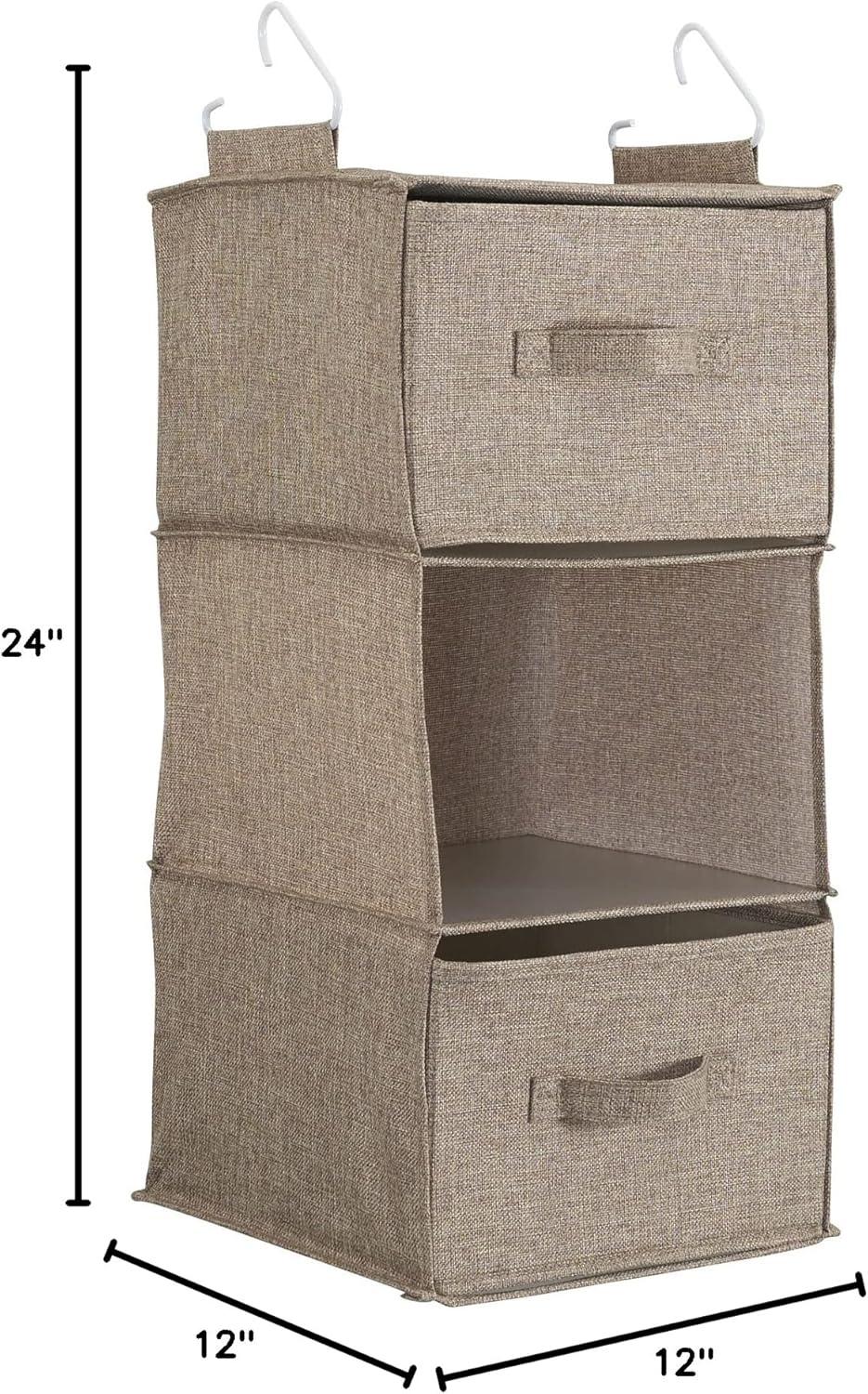 image:imageHousehold Essentials 311342 Hanging Closet Organizer 3 Pocket Shelves Natural CanvasLatte