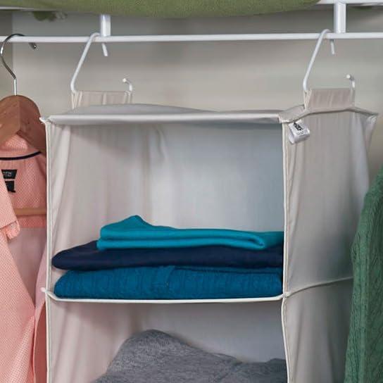 image:imageHousehold Essentials 311342 Hanging Closet Organizer 3 Pocket Shelves Natural CanvasNatural