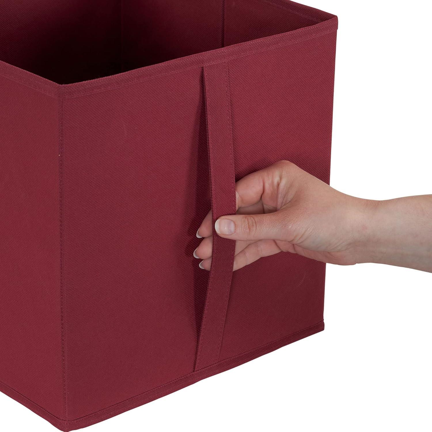 image:imageHousehold Essentials 3321 Foldable Fabric Storage Bins Set of 6 Cubby Cubes with Vertical Handles 6 Pack RedMaroon