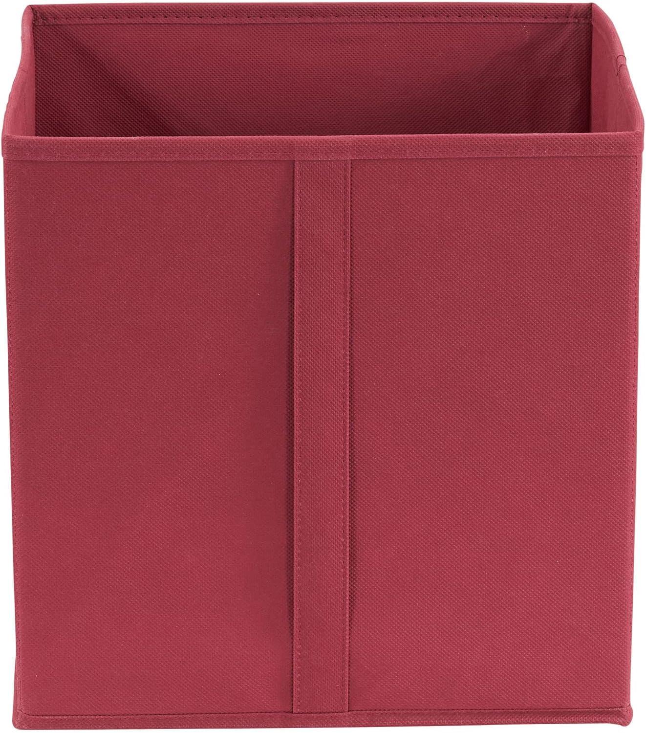 image:imageHousehold Essentials 3321 Foldable Fabric Storage Bins Set of 6 Cubby Cubes with Vertical Handles 6 Pack RedMaroon