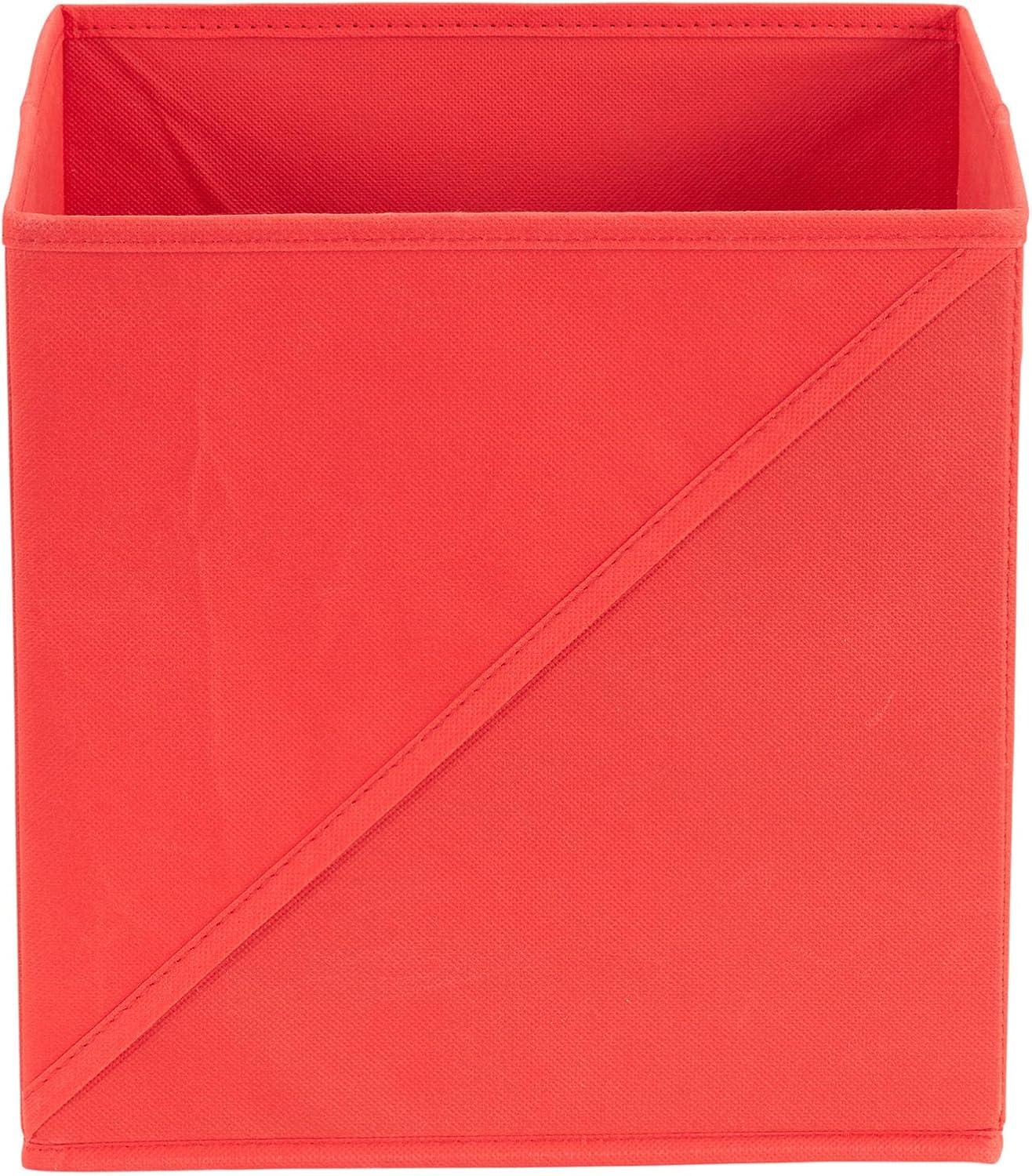 image:imageHousehold Essentials 3321 Foldable Fabric Storage Bins Set of 6 Cubby Cubes with Vertical Handles 6 Pack RedRed