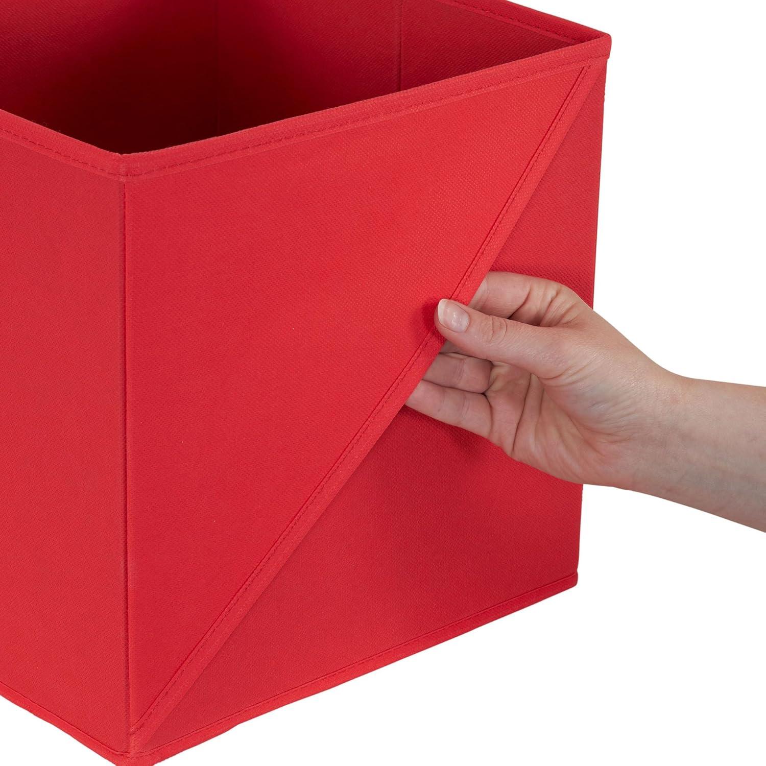 image:imageHousehold Essentials 3321 Foldable Fabric Storage Bins Set of 6 Cubby Cubes with Vertical Handles 6 Pack RedRed