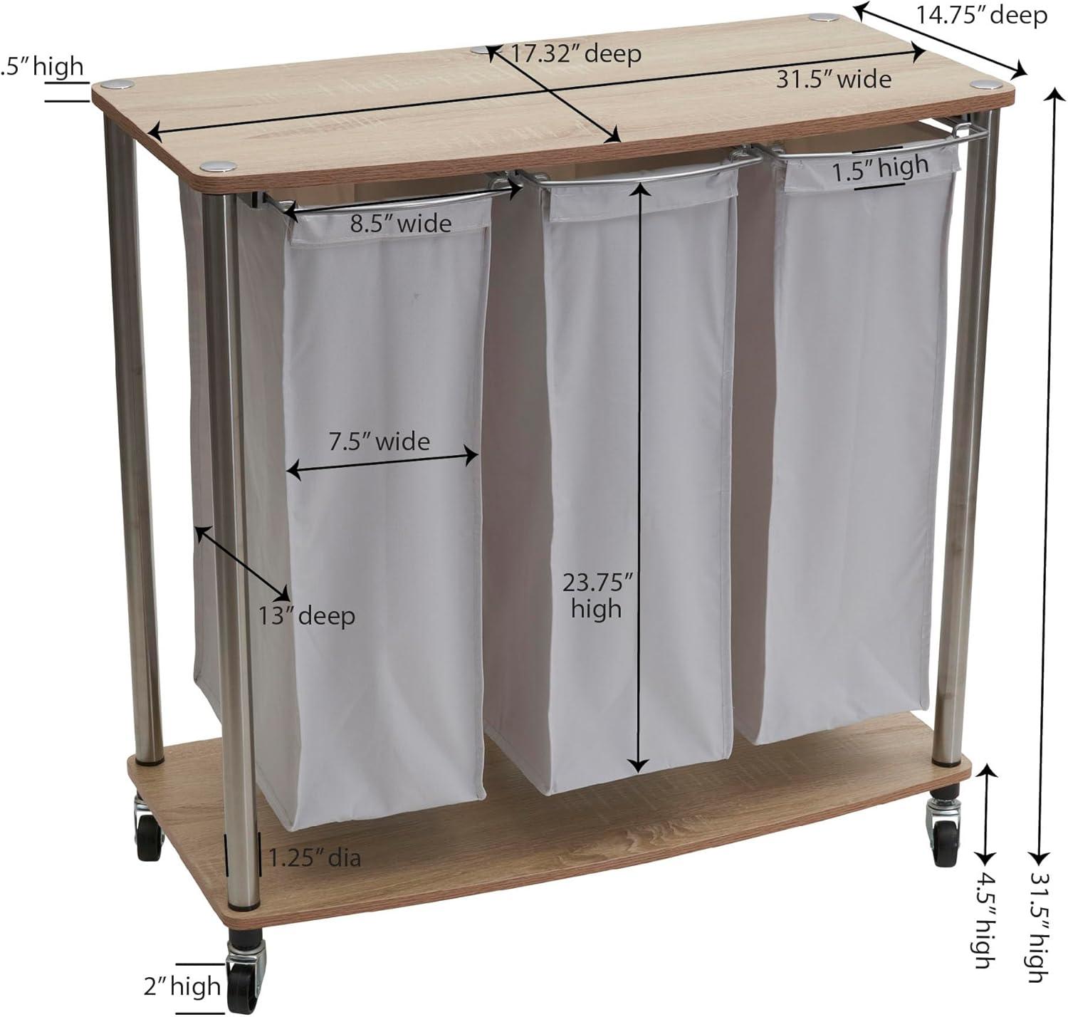 image:imageHousehold Essentials 3Bag Laundry Sorter Washable Linen Laundry Bags 3Load Capacity Versatile Light AshNatural