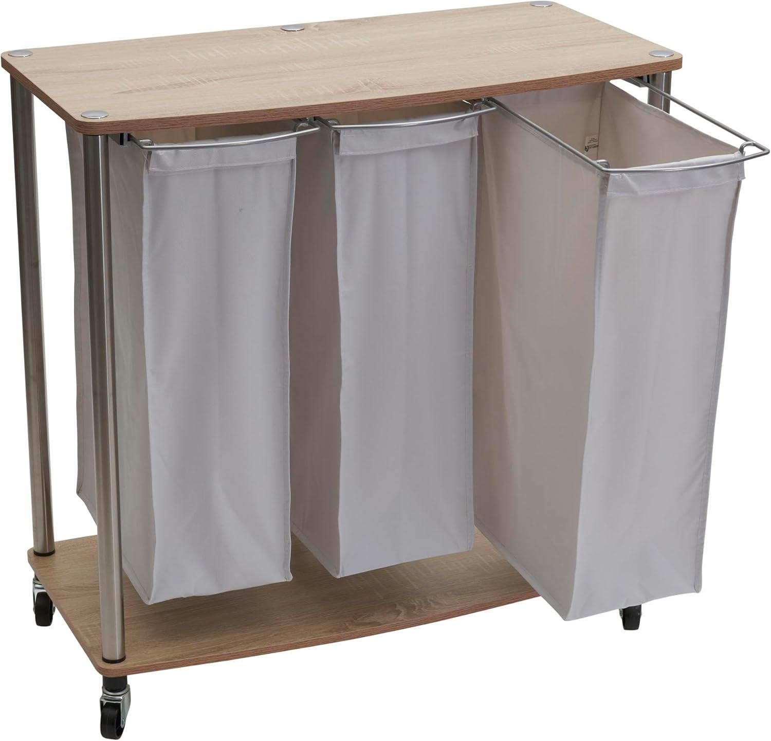 image:imageHousehold Essentials 3Bag Laundry Sorter Washable Linen Laundry Bags 3Load Capacity Versatile Light AshNatural
