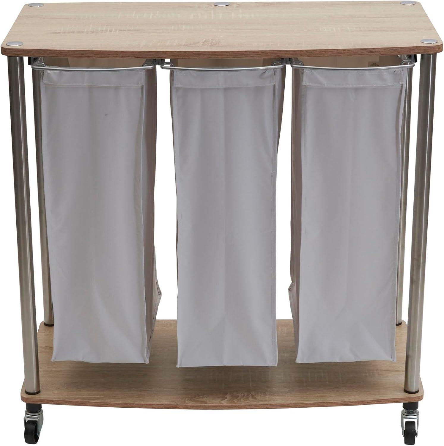 image:imageHousehold Essentials 3Bag Laundry Sorter Washable Linen Laundry Bags 3Load Capacity Versatile Light AshNatural