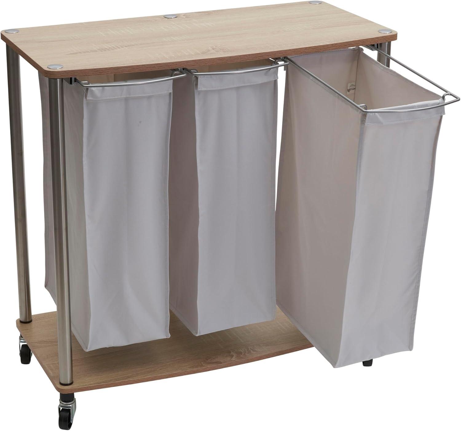 image:imageHousehold Essentials 3Bag Laundry Sorter Washable Linen Laundry Bags 3Load Capacity Versatile Light AshNatural