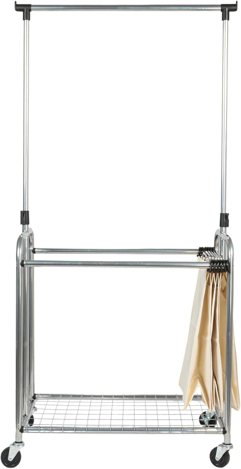 image:imageHousehold Essentials 3Bag Laundry Sorter with Clothes Rack Silver Lightweight Removable Sturdy