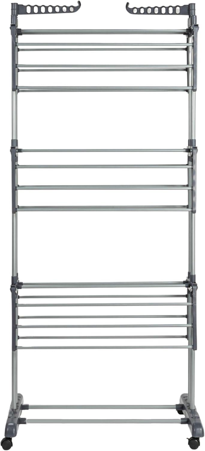 image:imageHousehold Essentials 4 Tier Stainless Steel Laundry Drying Rack with Two Side Wings Grey