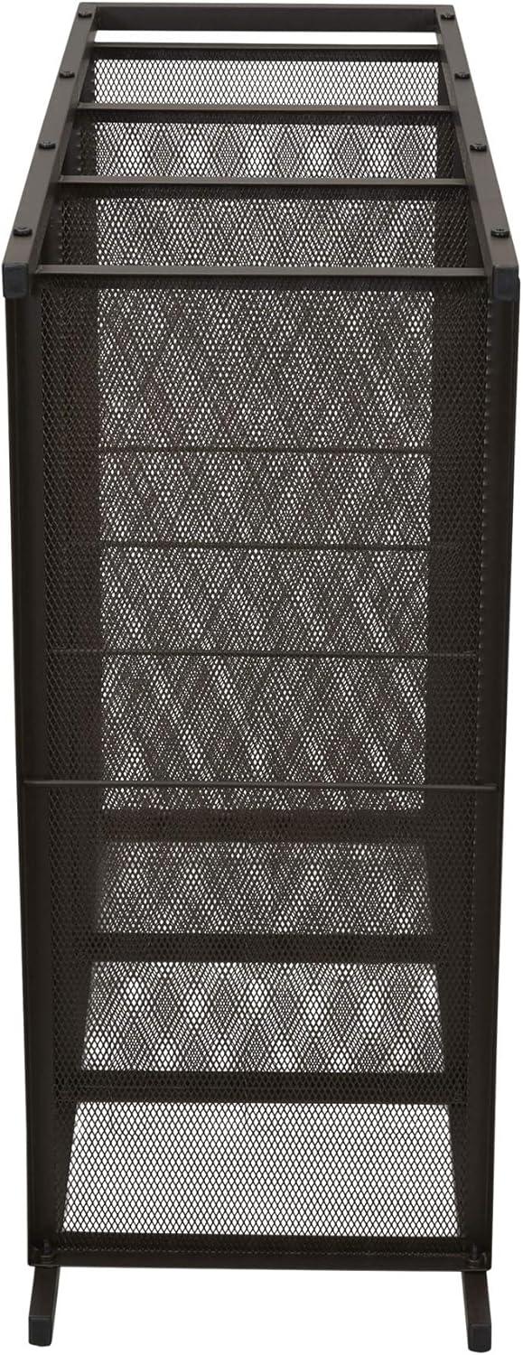 image:imageHousehold Essentials 4Tier Metal Shoe Rack Stretched Metal Shelving with Center Supports Durable Frame with Handles 12 Pair Capacity Lightweight Easy to Assemble NickelBrown