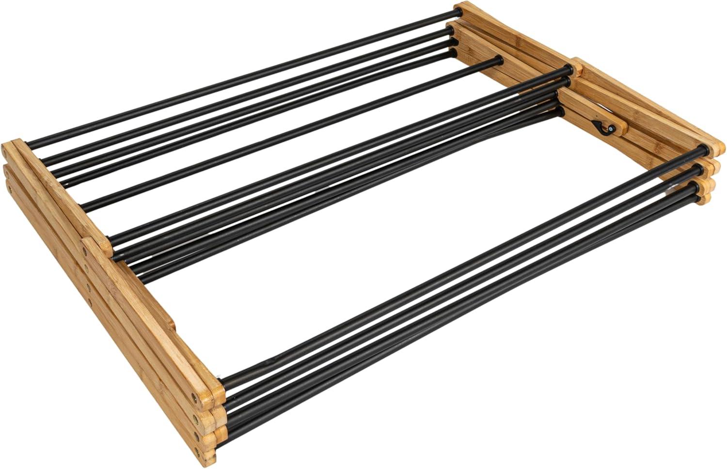 image:imageHousehold Essentials Bamboo Folding Clothes Drying Rack Large Capacity 14 Coated Metal Dowels 28 Feet of Drying Space EcoFriendly Collapsible Indoor Rack for Apartments Homes amp DormsNaturalBlack