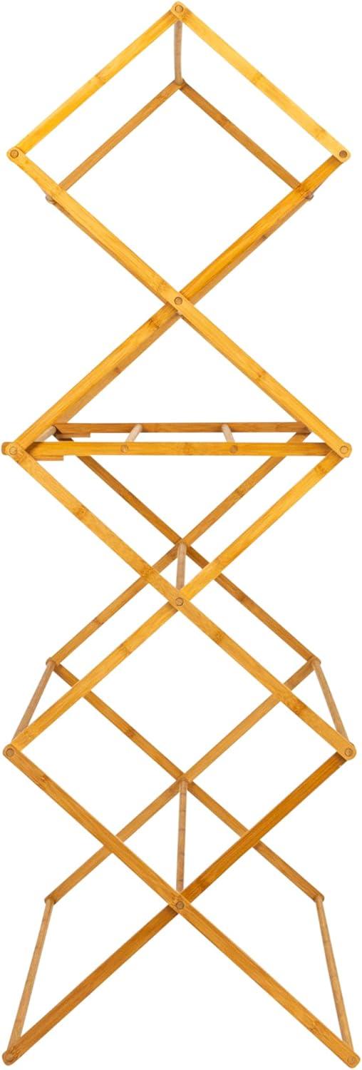 image:imageHousehold Essentials Bamboo Folding Clothes Drying Rack Large Capacity 14 Coated Metal Dowels 28 Feet of Drying Space EcoFriendly Collapsible Indoor Rack for Apartments Homes amp DormsNatural