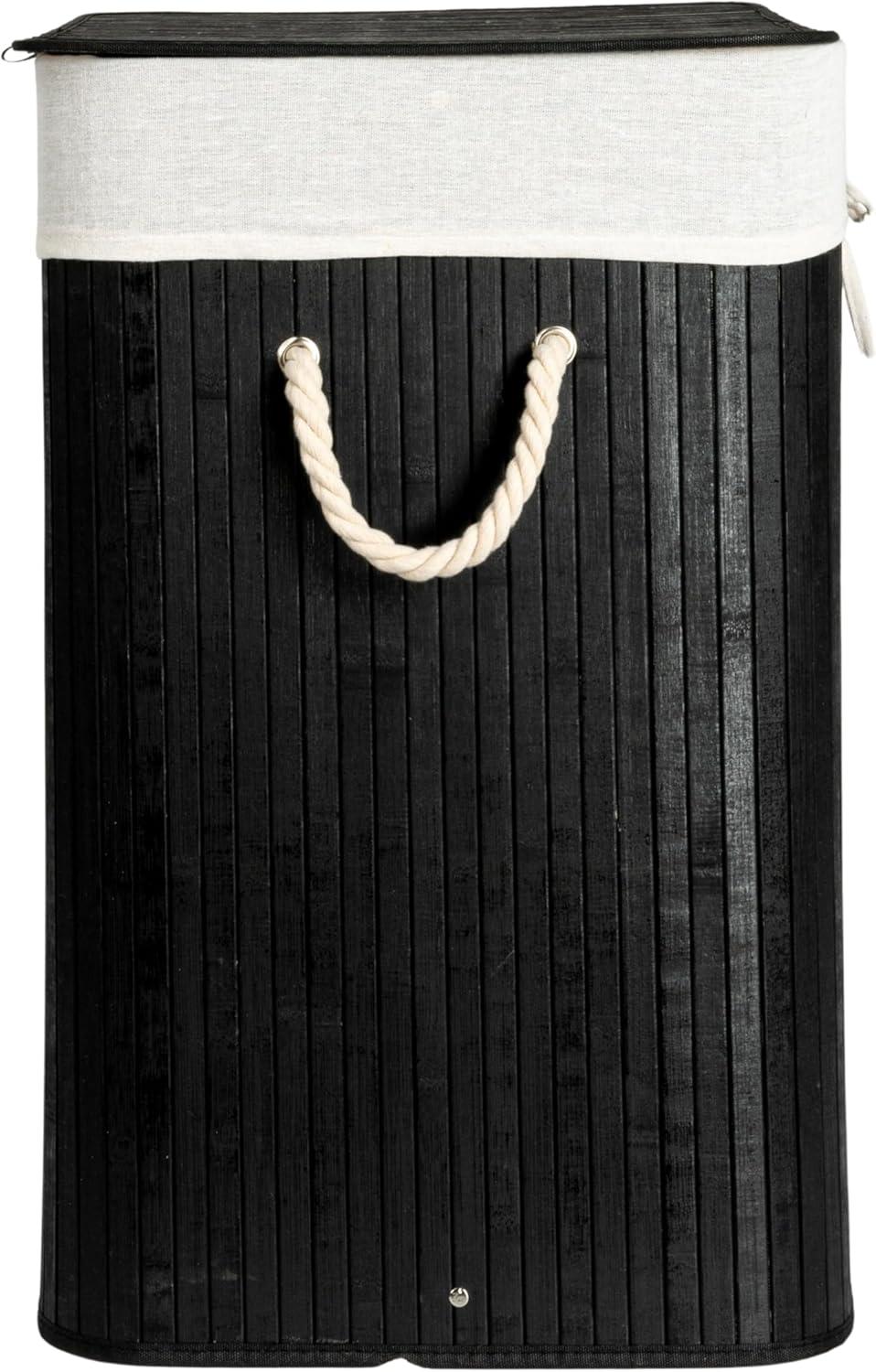 image:imageHousehold Essentials Bamboo Laundry Hamper with Rope Handles 19Gallons WhiteBlack