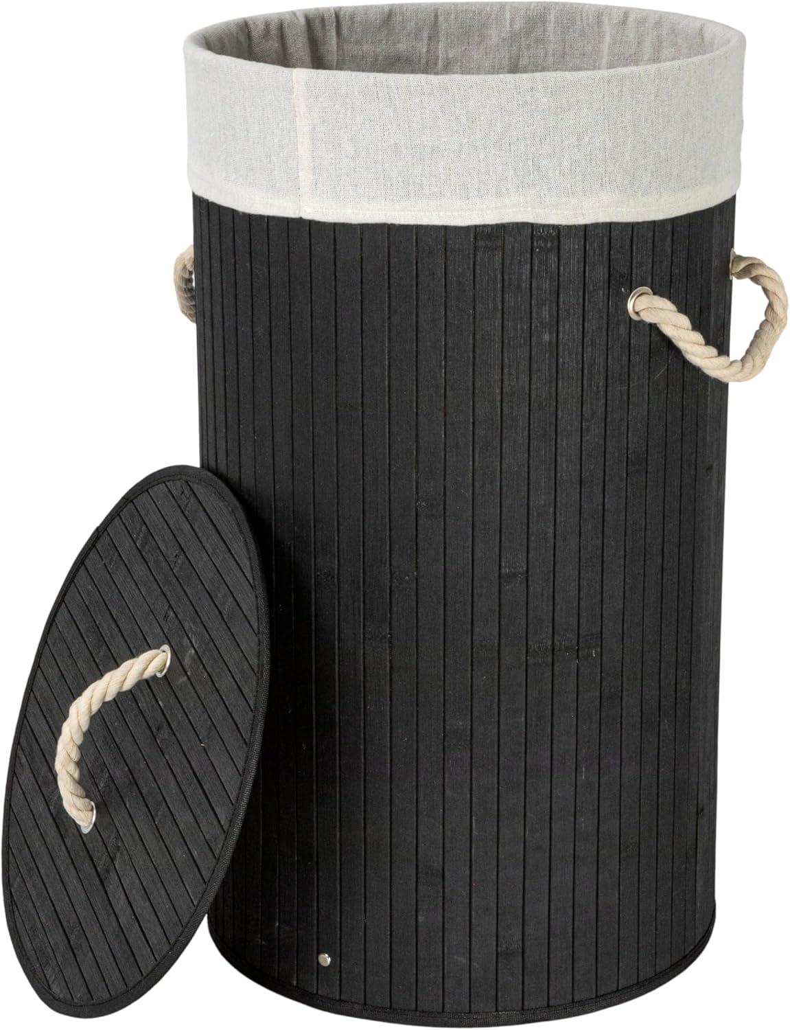 image:imageHousehold Essentials Bamboo Laundry Hamper with Rope Handles 19Gallons WhiteBlack