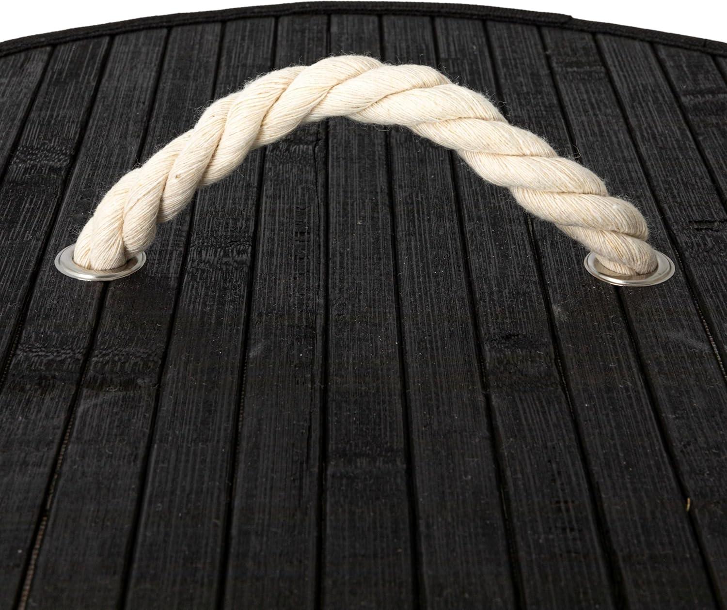 image:imageHousehold Essentials Bamboo Laundry Hamper with Rope Handles 19Gallons WhiteBlack