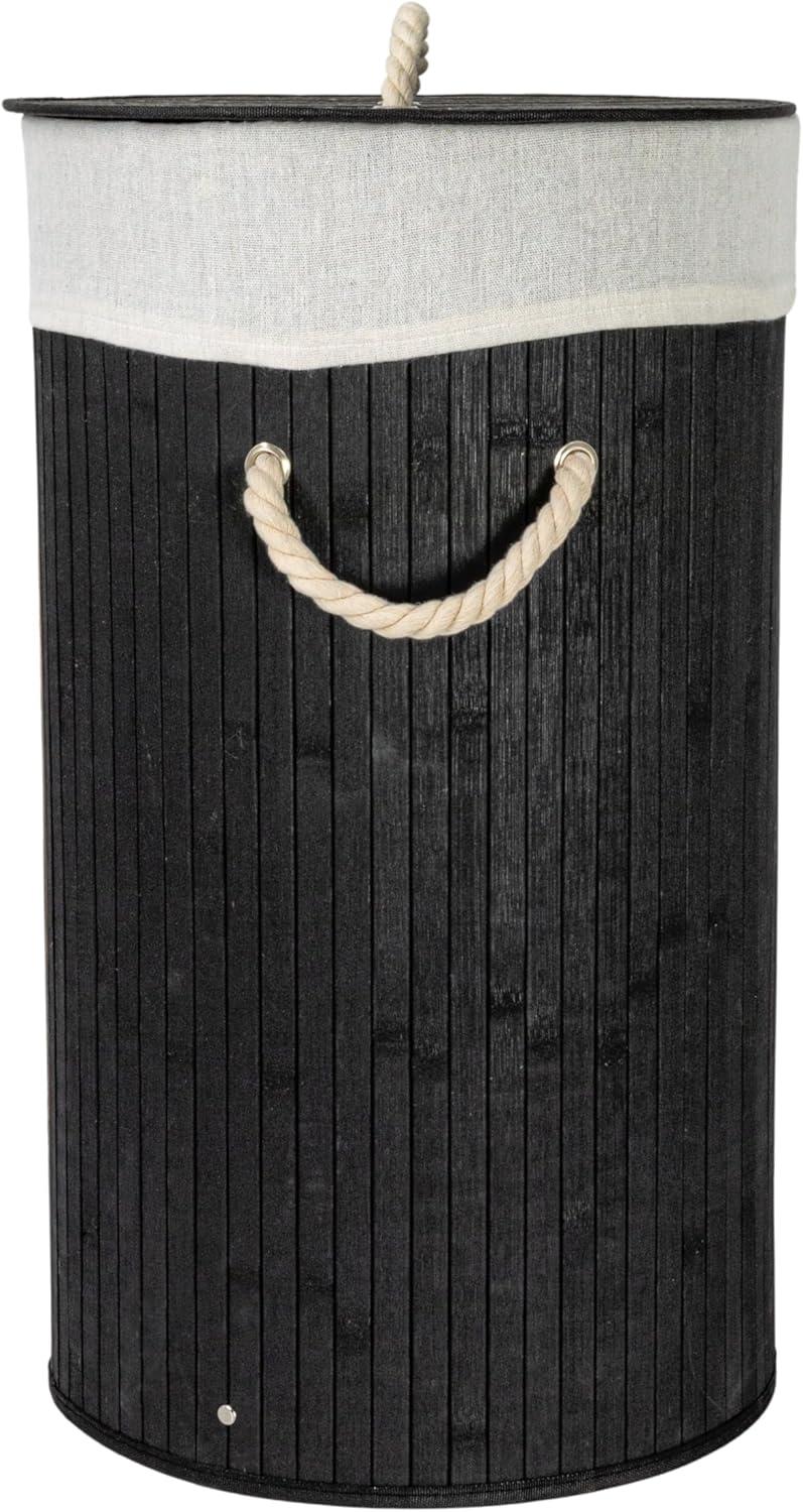 image:imageHousehold Essentials Bamboo Laundry Hamper with Rope Handles 19Gallons WhiteBlack
