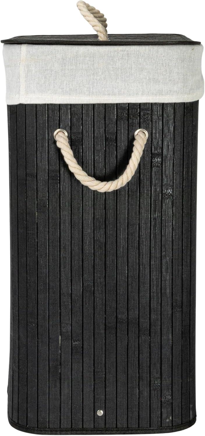 image:imageHousehold Essentials Bamboo Laundry Hamper with Rope Handles 19Gallons WhiteBlack