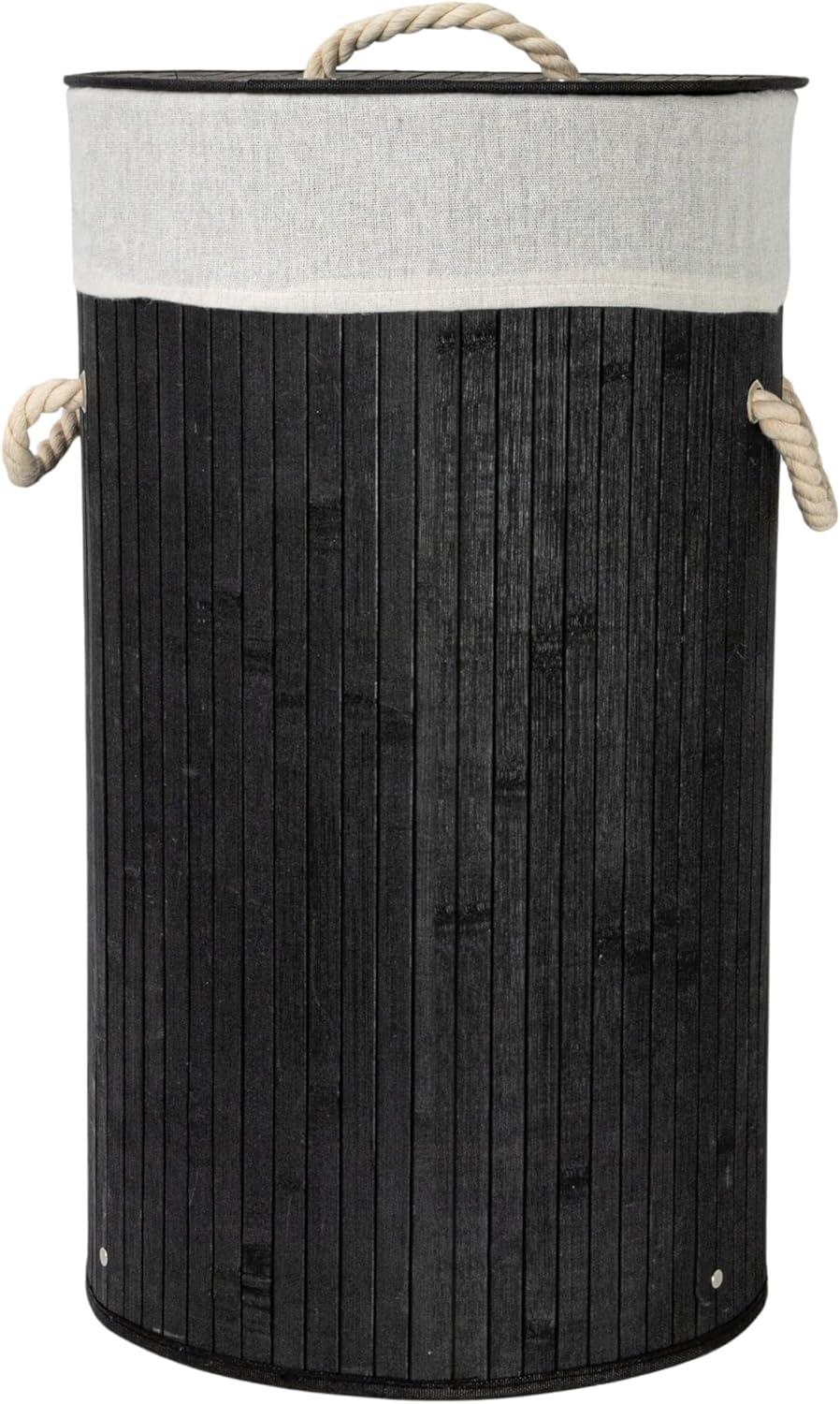 image:imageHousehold Essentials Bamboo Laundry Hamper with Rope Handles 19Gallons WhiteBlack