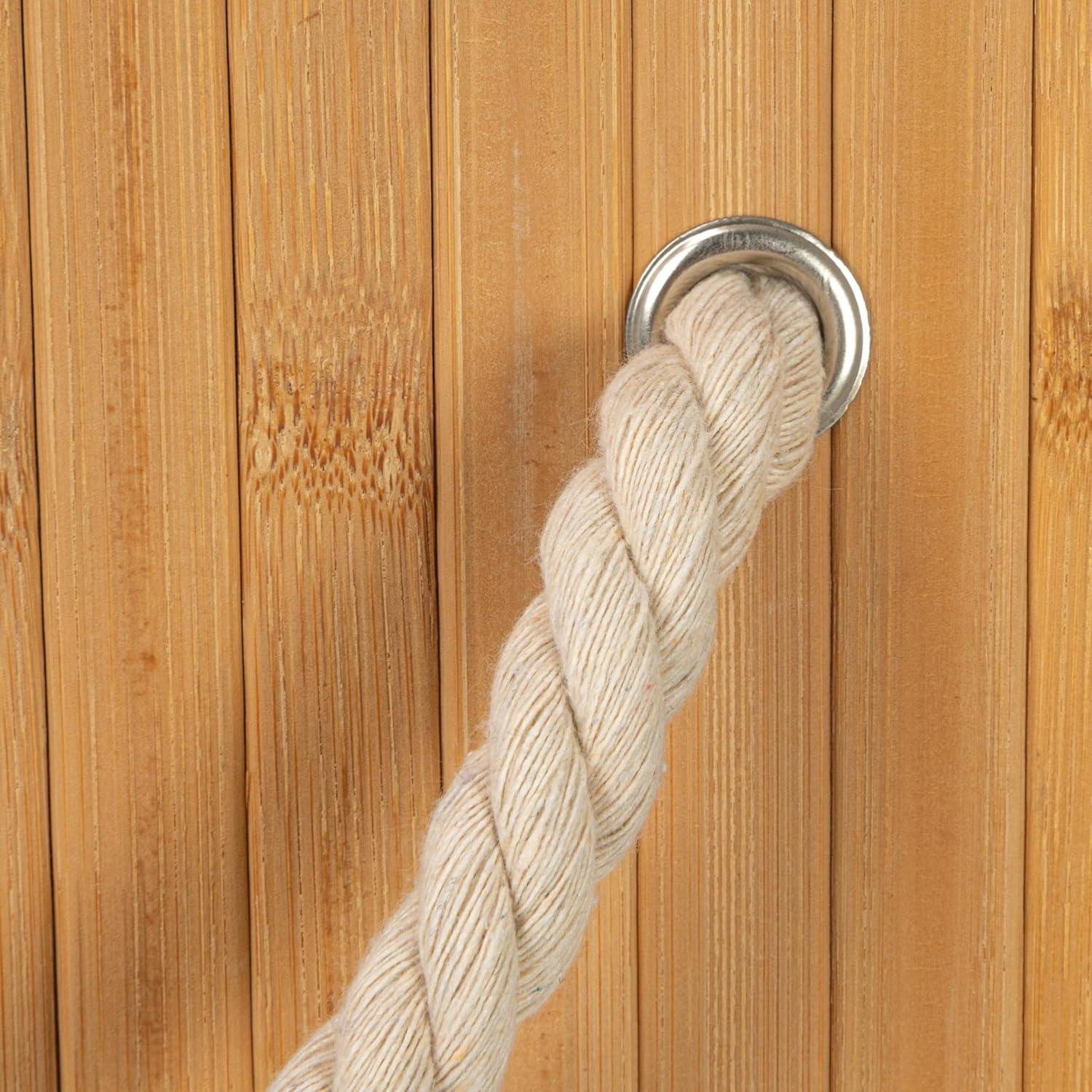 image:imageHousehold Essentials Bamboo Laundry Hamper with Rope Handles 19Gallons WhiteNatural