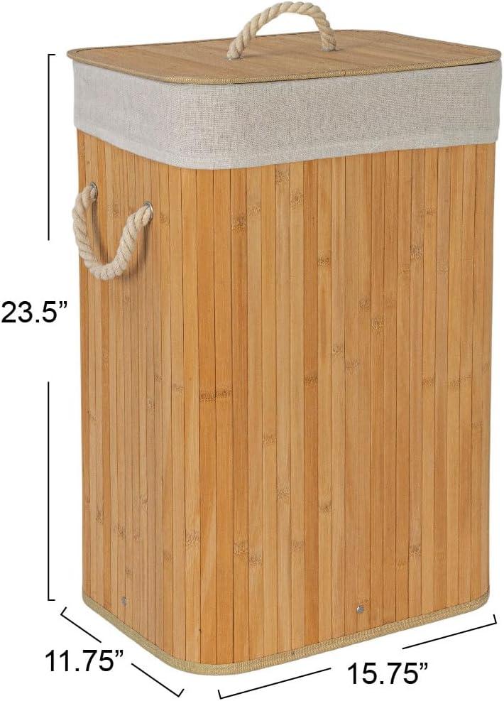 image:imageHousehold Essentials Bamboo Laundry Hamper with Rope Handles 19Gallons WhiteNatural