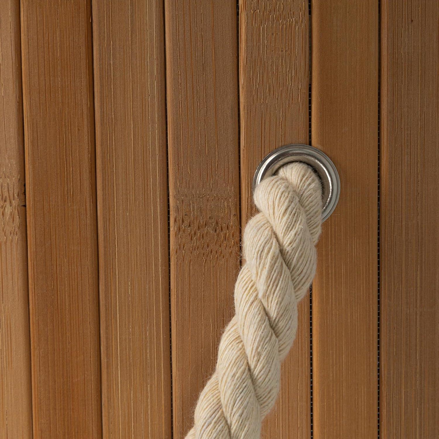 image:imageHousehold Essentials Bamboo Laundry Hamper with Rope Handles 19Gallons WhiteNatural