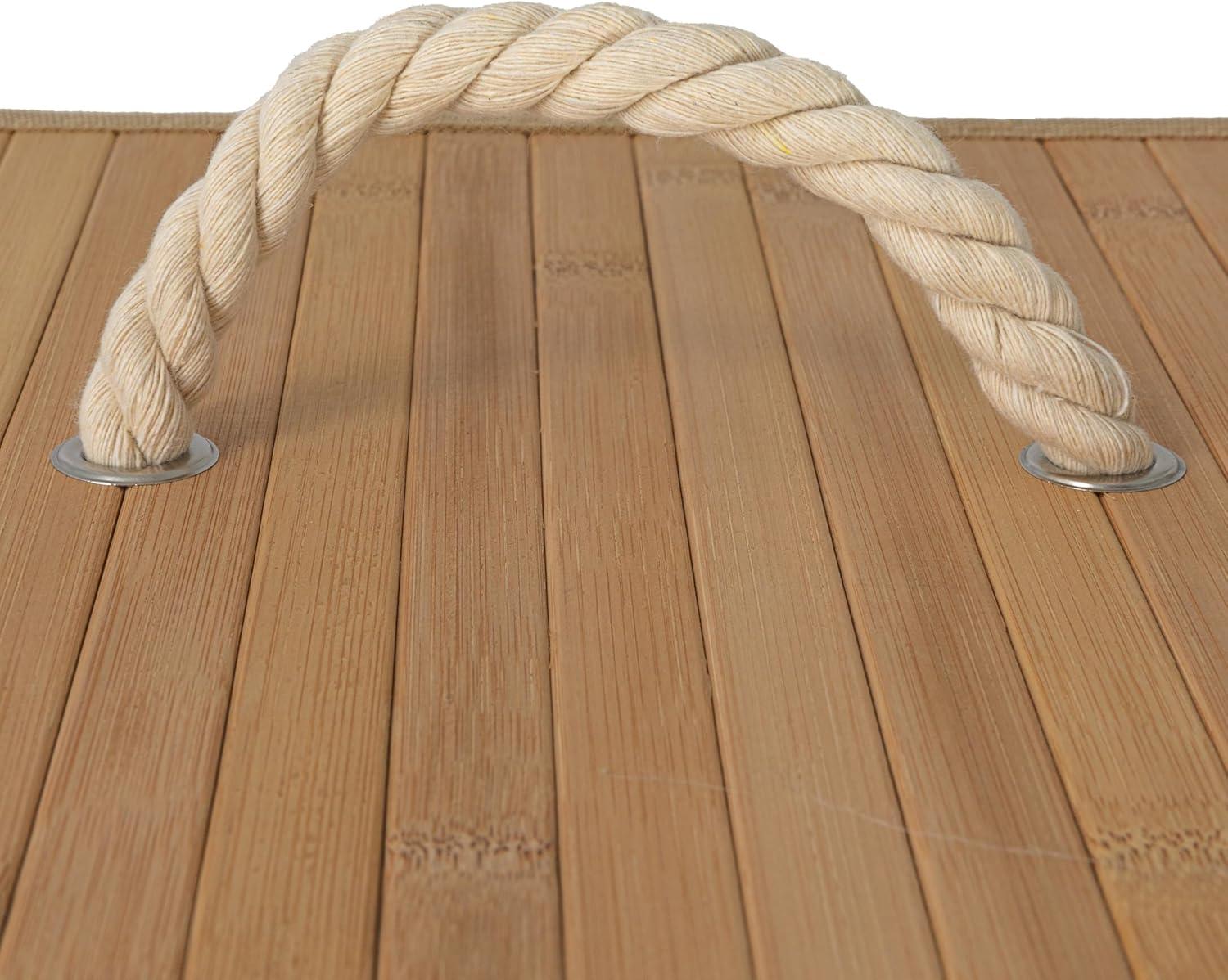 image:imageHousehold Essentials Bamboo Laundry Hamper with Rope Handles 19Gallons WhiteNatural