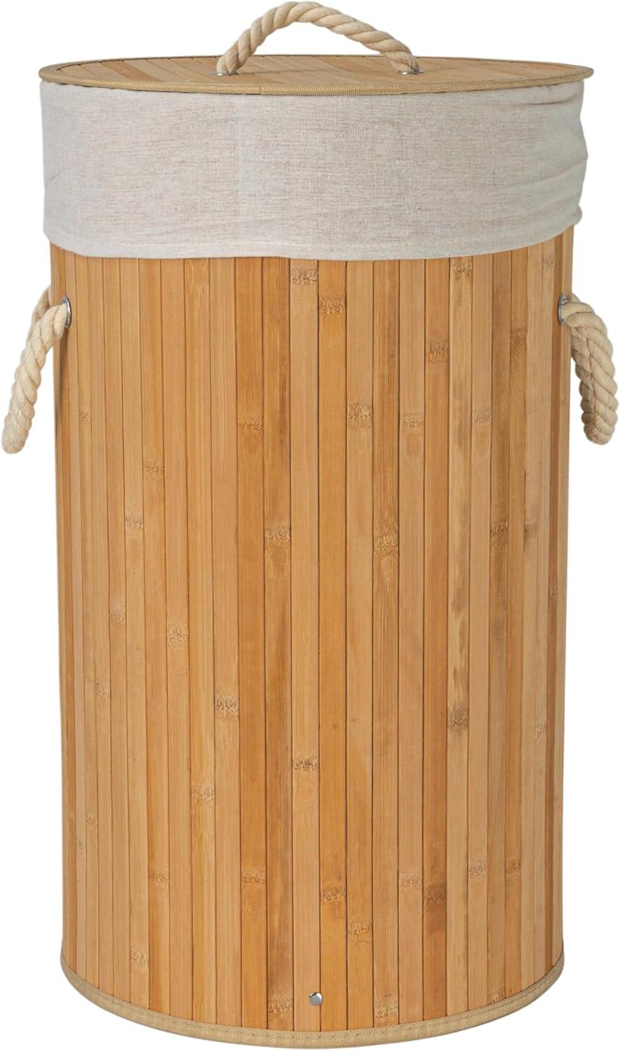 image:imageHousehold Essentials Bamboo Laundry Hamper with Rope Handles 19Gallons WhiteNatural