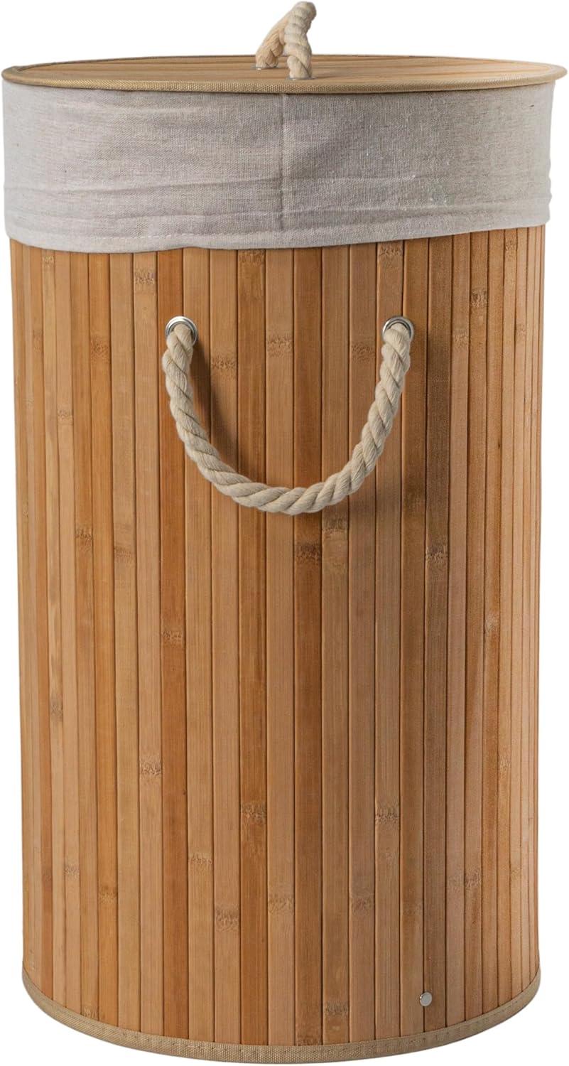 image:imageHousehold Essentials Bamboo Laundry Hamper with Rope Handles 19Gallons WhiteNatural
