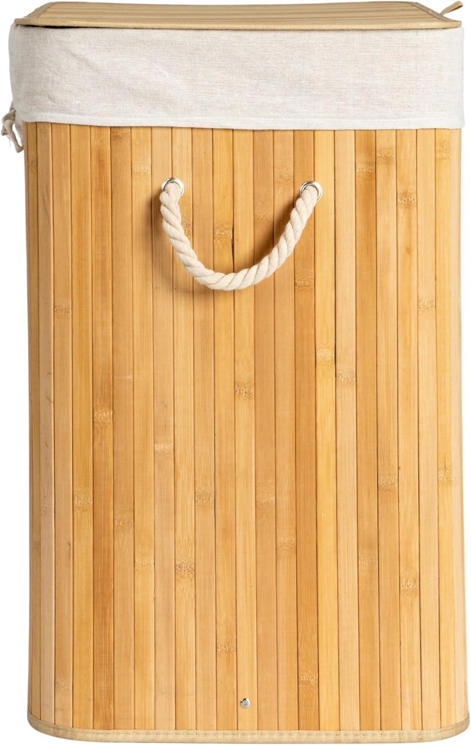 image:imageHousehold Essentials Bamboo Laundry Hamper with Rope Handles 19Gallons WhiteNatural