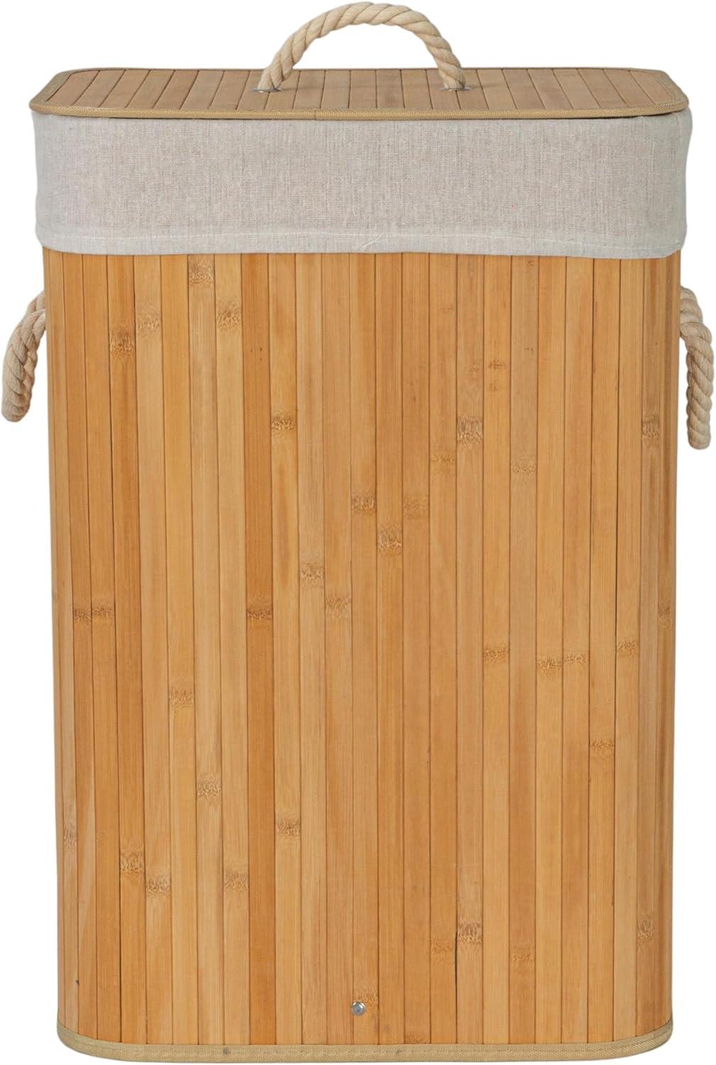 image:imageHousehold Essentials Bamboo Laundry Hamper with Rope Handles 19Gallons WhiteNatural