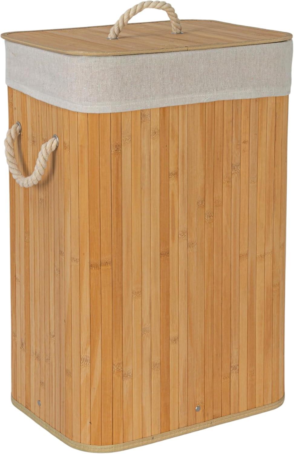 image:imageHousehold Essentials Bamboo Laundry Hamper with Rope Handles 19Gallons WhiteNatural