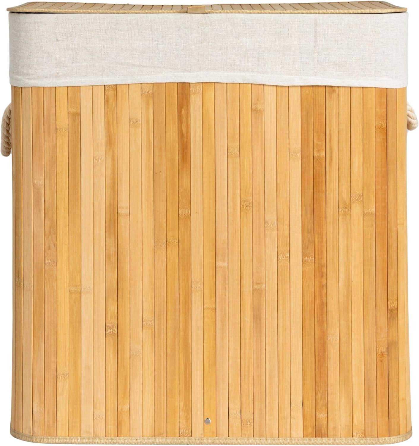 image:imageHousehold Essentials Bamboo Laundry Hamper with Rope Handles 19Gallons WhiteNatural