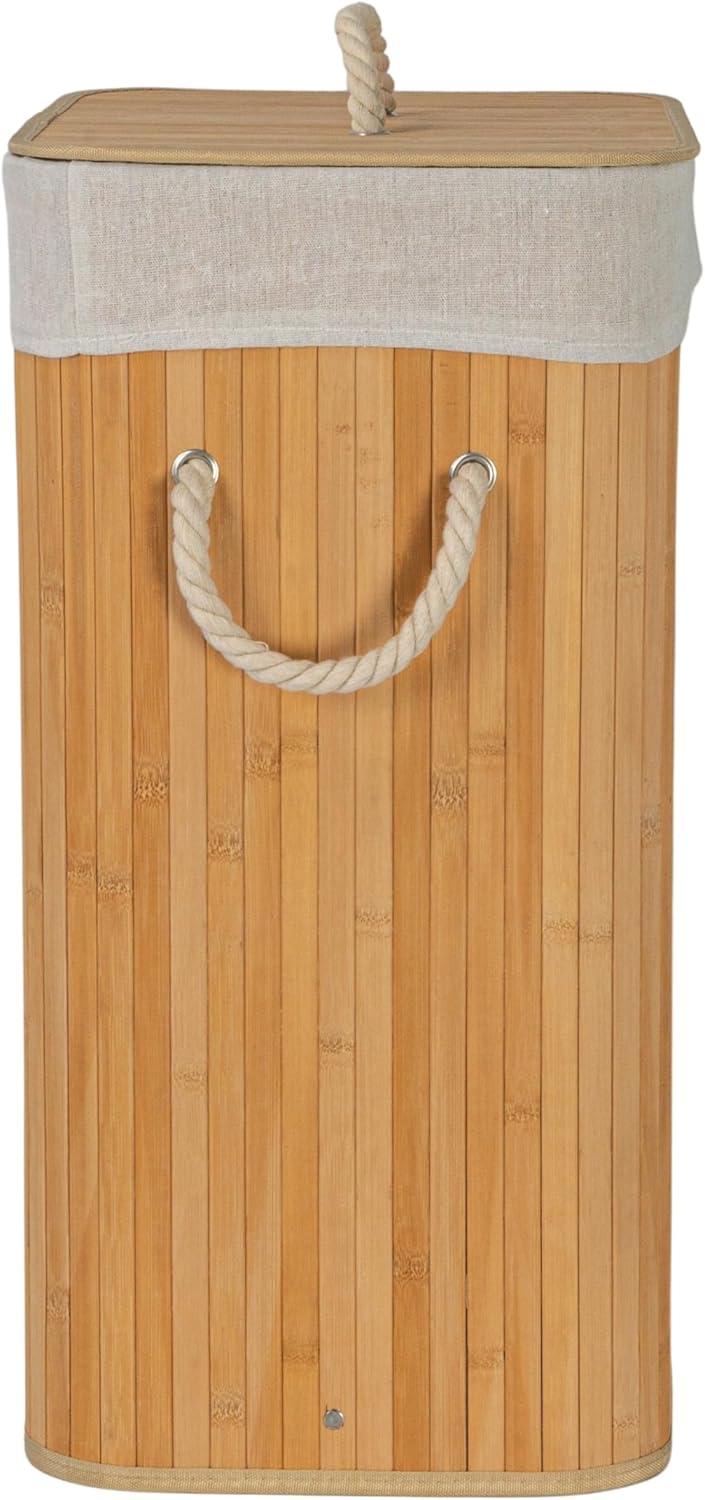 image:imageHousehold Essentials Bamboo Laundry Hamper with Rope Handles 19Gallons WhiteNatural