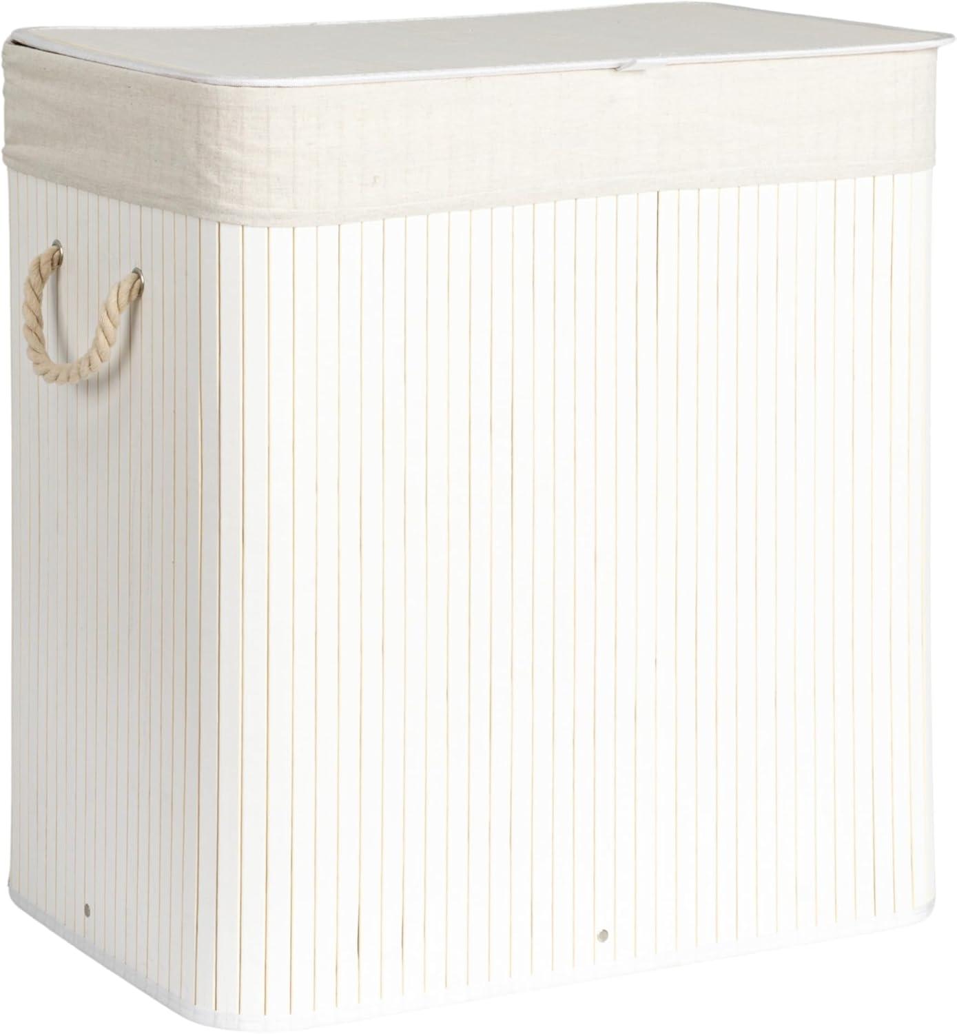 image:imageHousehold Essentials Bamboo Laundry Hamper with Rope Handles 19Gallons WhiteWhite