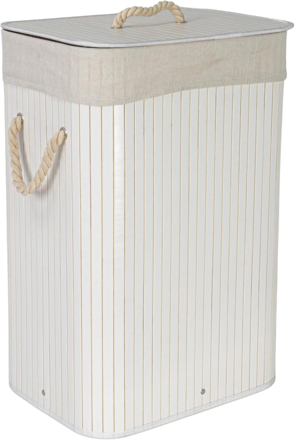 image:imageHousehold Essentials Bamboo Laundry Hamper with Rope Handles 19Gallons WhiteWhite