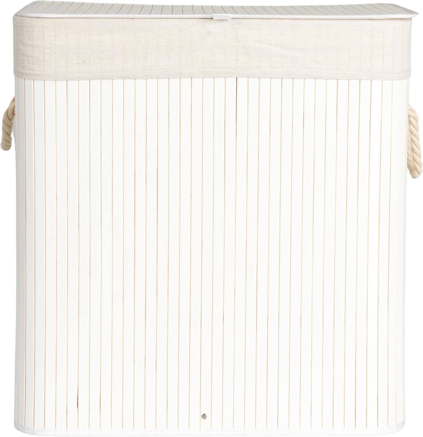 image:imageHousehold Essentials Bamboo Laundry Hamper with Rope Handles 19Gallons WhiteWhite