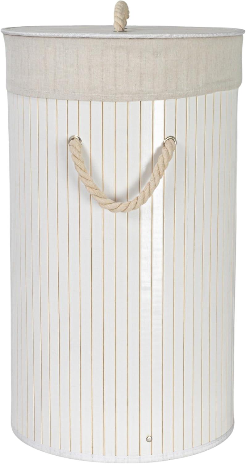 image:imageHousehold Essentials Bamboo Laundry Hamper with Rope Handles 19Gallons WhiteWhite
