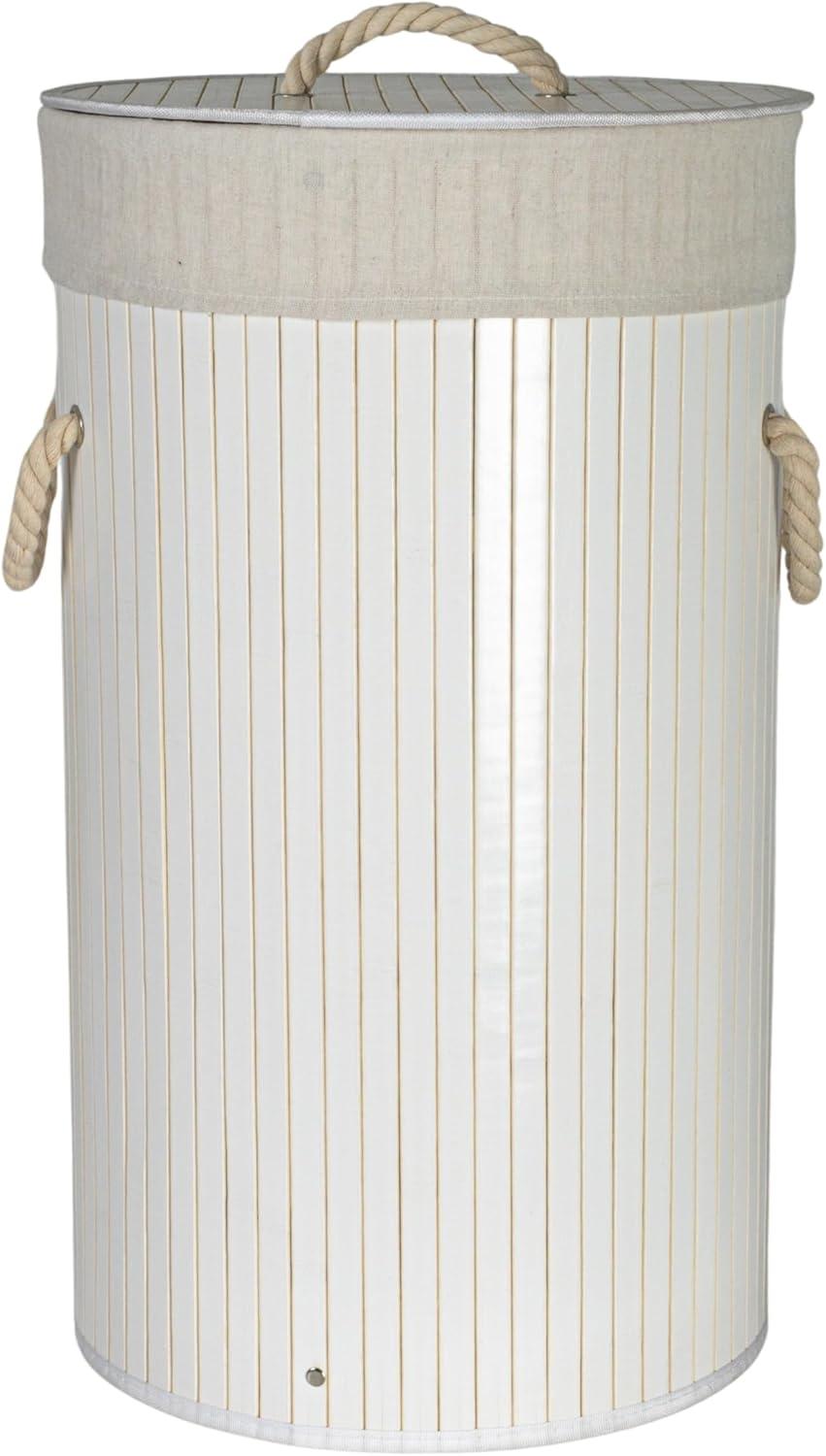 image:imageHousehold Essentials Bamboo Laundry Hamper with Rope Handles 19Gallons WhiteWhite