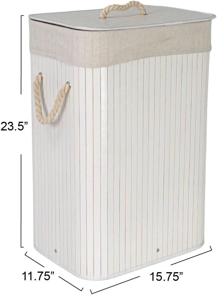 image:imageHousehold Essentials Bamboo Laundry Hamper with Rope Handles 19Gallons WhiteWhite