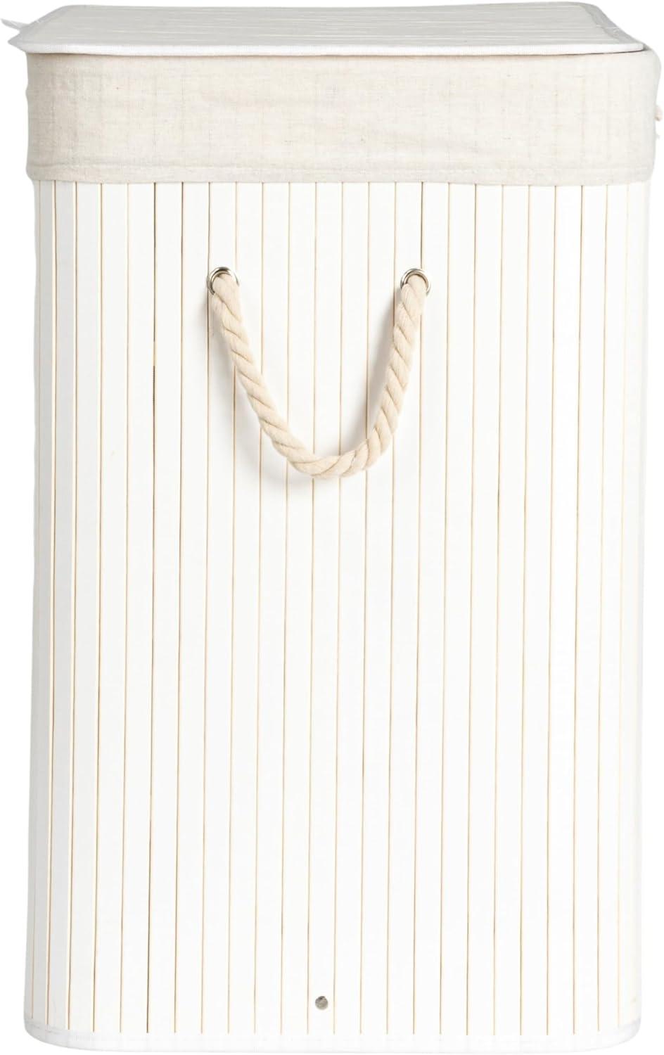 image:imageHousehold Essentials Bamboo Laundry Hamper with Rope Handles 19Gallons WhiteWhite