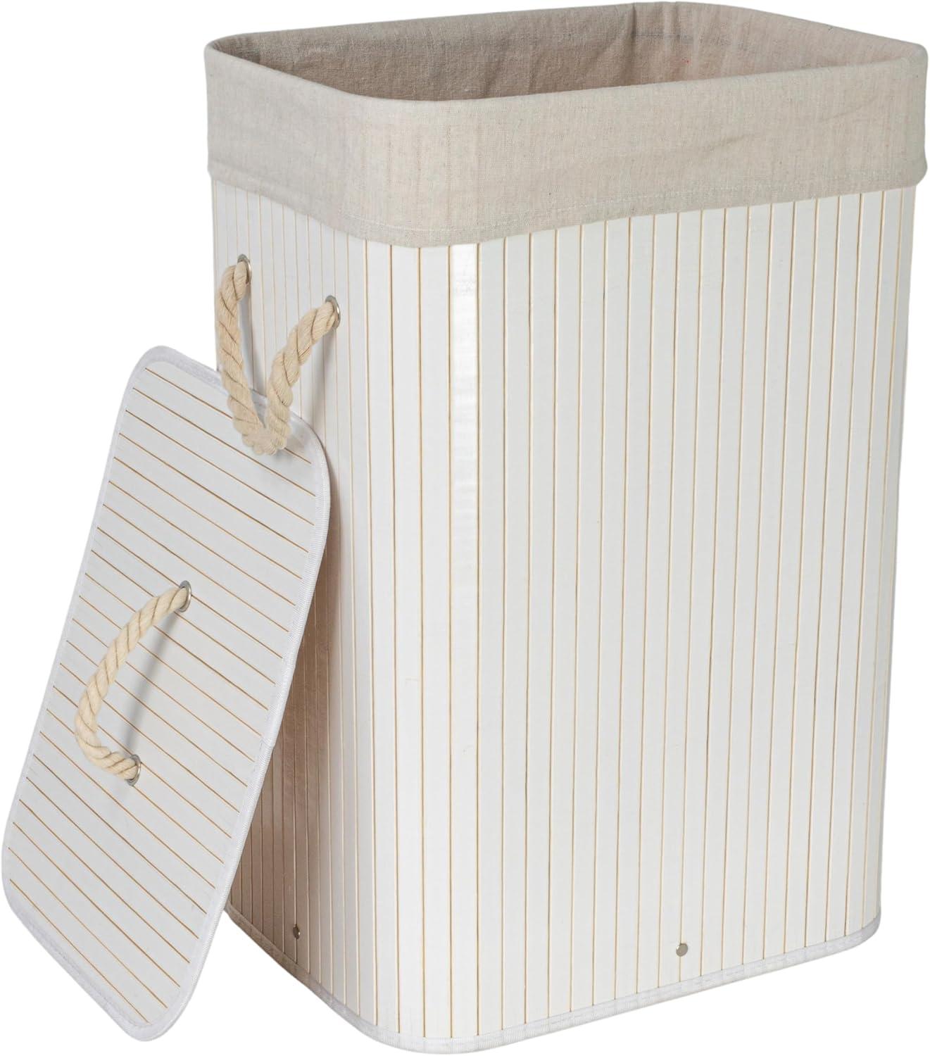image:imageHousehold Essentials Bamboo Laundry Hamper with Rope Handles 19Gallons WhiteWhite