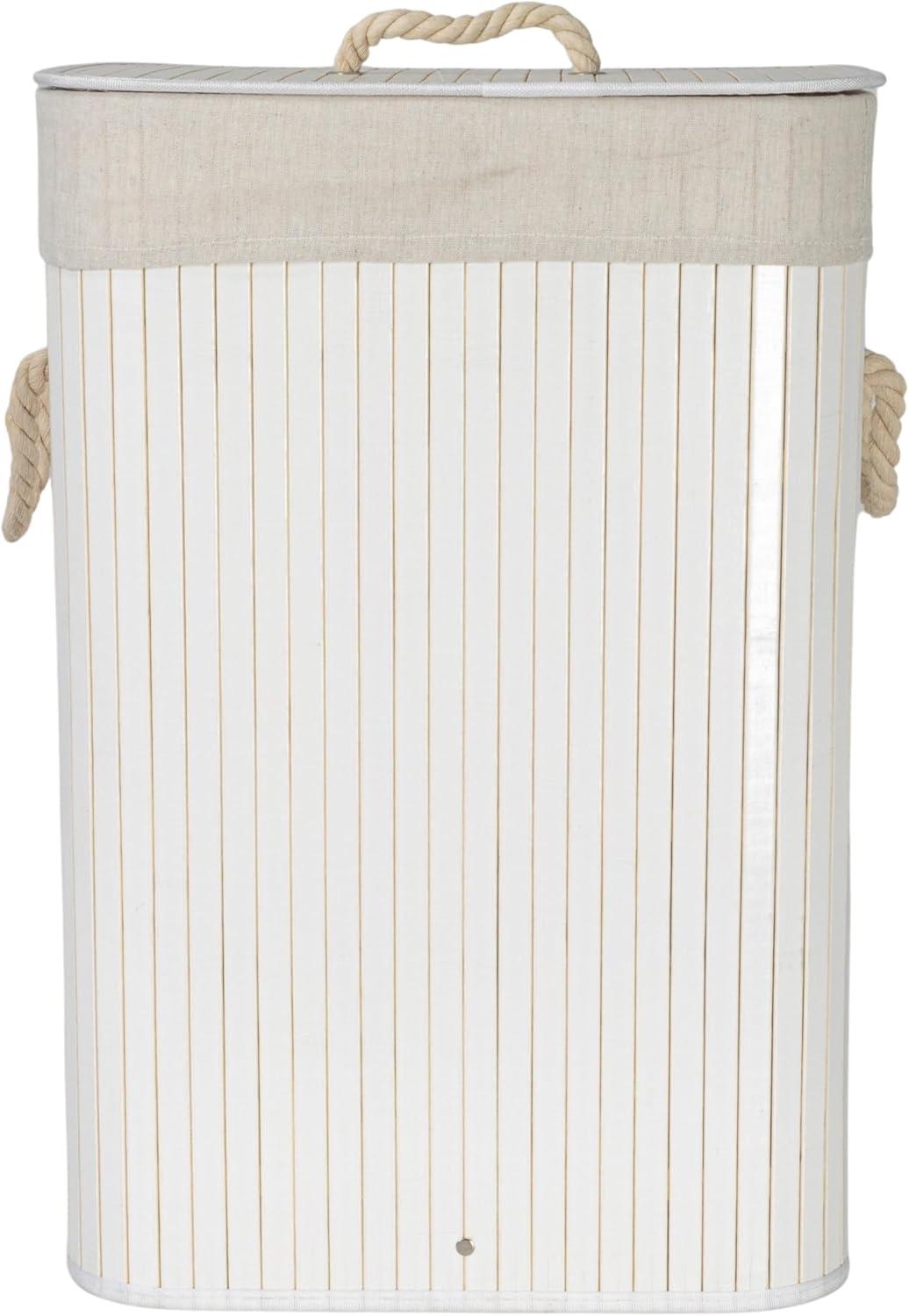 image:imageHousehold Essentials Bamboo Laundry Hamper with Rope Handles 19Gallons WhiteWhite