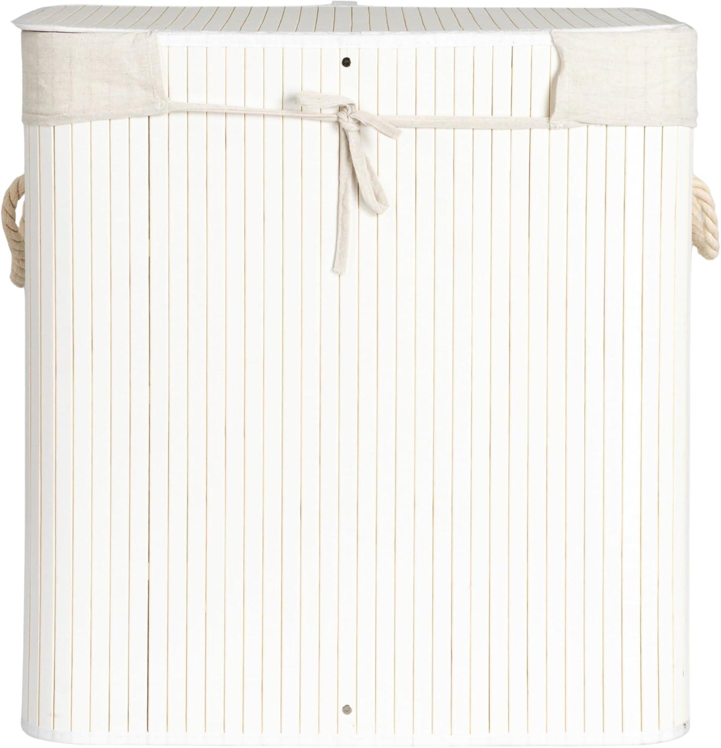 image:imageHousehold Essentials Bamboo Laundry Hamper with Rope Handles 19Gallons WhiteWhite