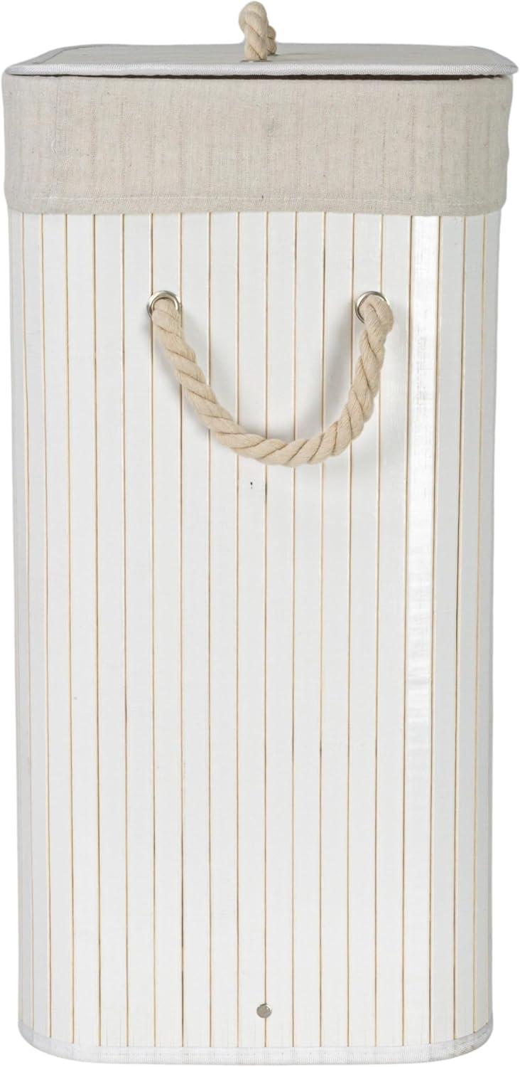 image:imageHousehold Essentials Bamboo Laundry Hamper with Rope Handles 19Gallons WhiteWhite