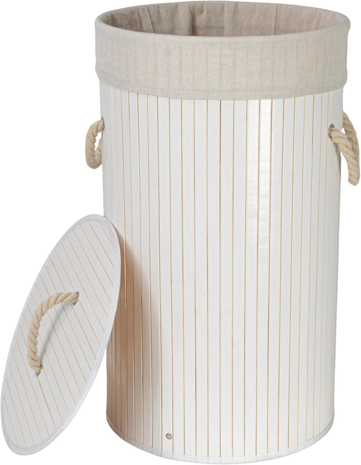 image:imageHousehold Essentials Bamboo Laundry Hamper with Rope Handles 19Gallons WhiteWhite