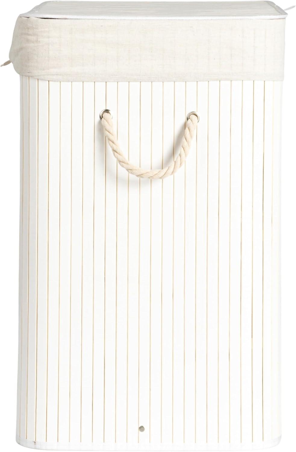 image:imageHousehold Essentials Bamboo Laundry Hamper with Rope Handles 19Gallons WhiteWhite